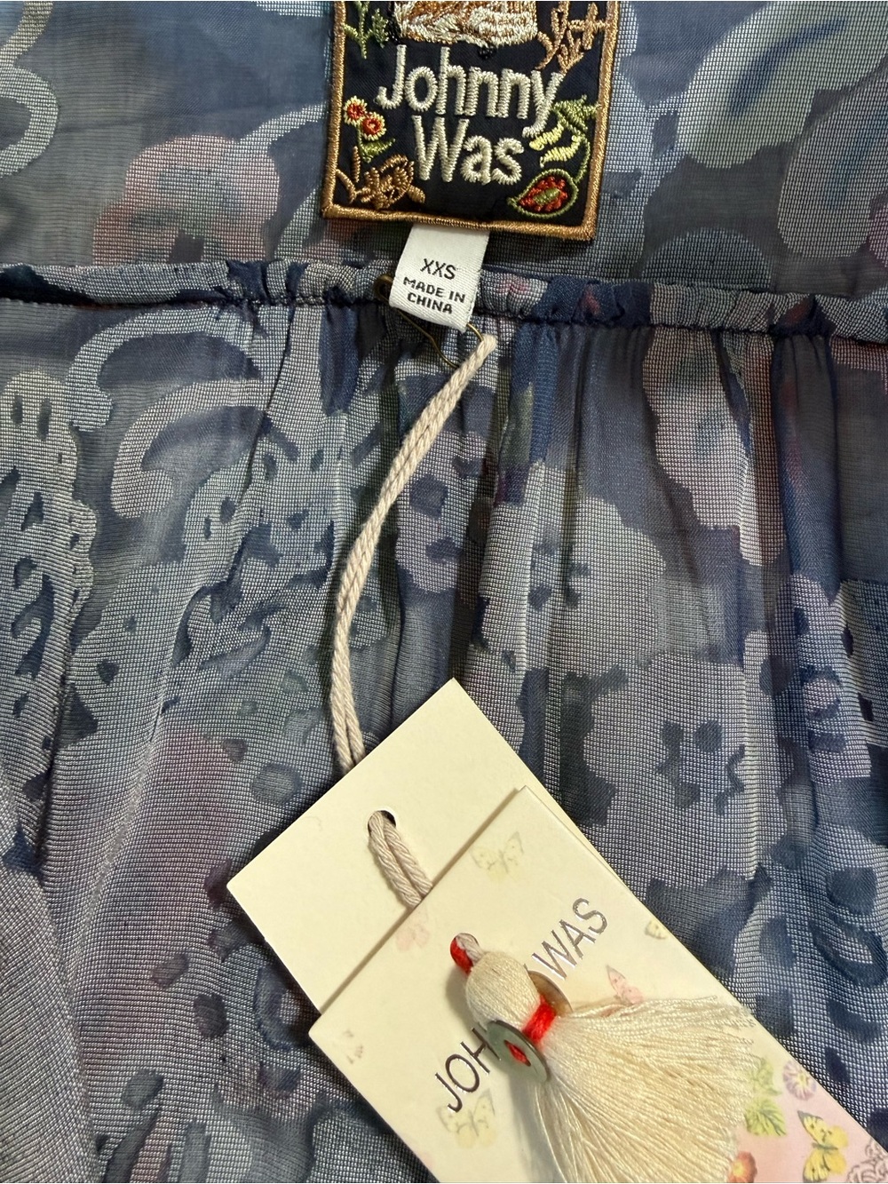 Johnny Was NWT Minto Velvet Burnout Yrene Blouse Colorful Silk Blend Size XXS - Picture 9 of 9